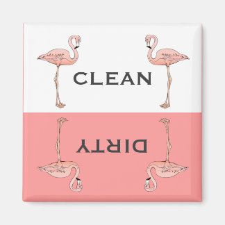 Classic Pink Flamingo Clean Dirty Dishwasher Magnet
