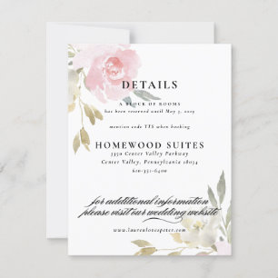 Classic Pink Floral Wedding Guest Information Card