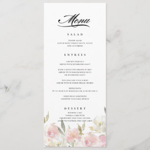 Classic Pink Floral Wedding Menu