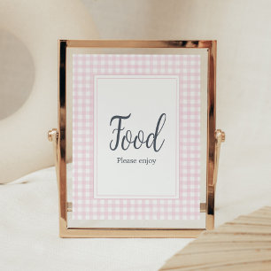 Classic Pink Gingham Baby Shower Food Poster