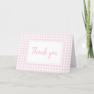 Classic Pink Gingham Baby Shower Thank You Card