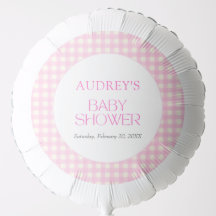 Classic Pink Gingham Girl Baby Shower