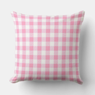 Classic Pink Gingham Pattern Throw Pillow