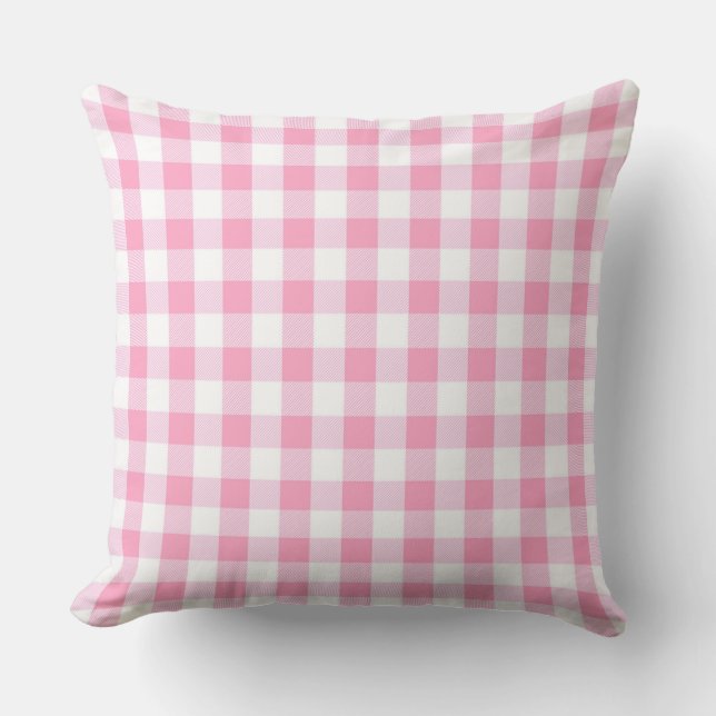 Classic Pink Gingham Pattern Throw Pillow (Front)