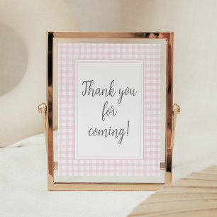 Classic Pink Gingham Thank you for Coming Poster