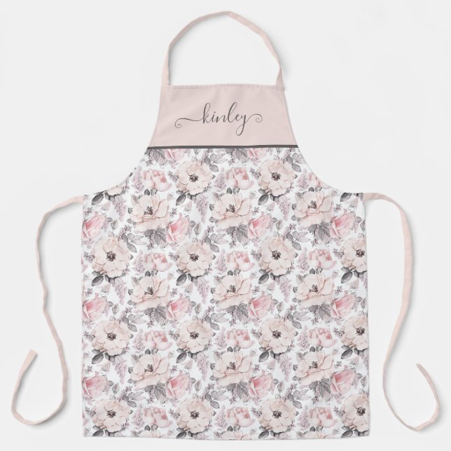 Classic Pink & Gray Pattern Apron (Front)