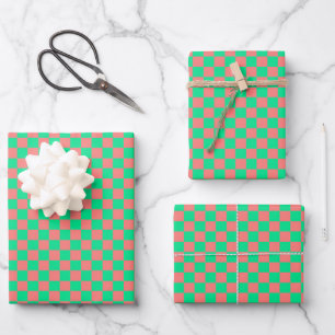 Classic Pink, Green Plaid  Wrapping Paper Sheet