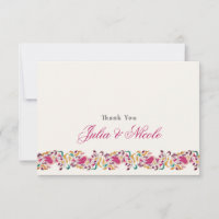 Classic Pink Green Yellow Floral Swan Bird Wedding