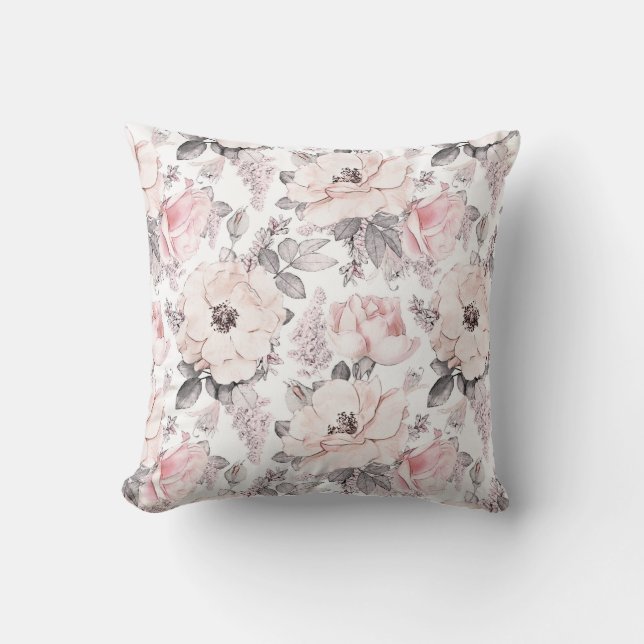 Classic Pink & Grey Pattern Cushion (Front)