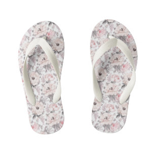 Classic Pink & Grey Pattern Kid's Thongs