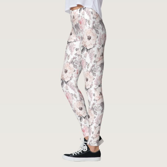 Classic Pink & Grey Pattern Leggings (Left)