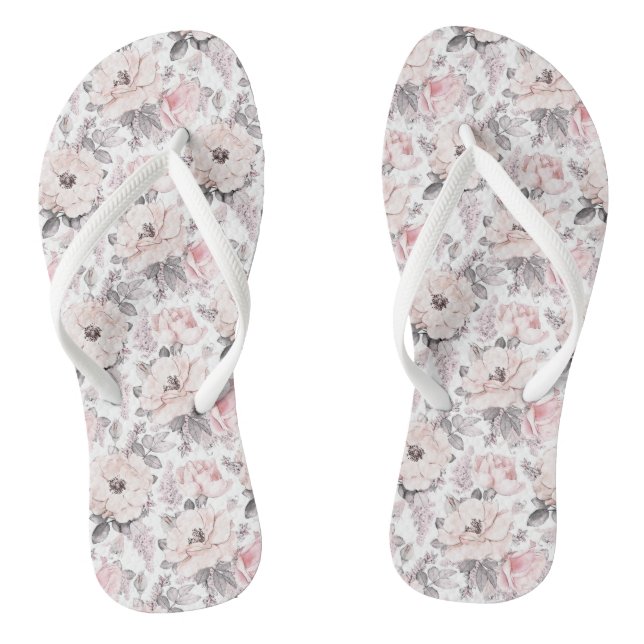 Classic Pink & Grey Pattern Thongs (Footbed)