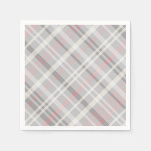classic pink grey white plaid napkin