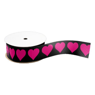 Classic pink hearts grosgrain ribbon