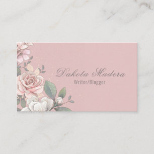 Classic Pink & Ivory Roses Floral Business Card