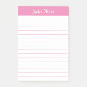 Classic Pink Lined Personalised Post-it Notes