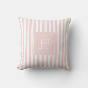 Classic Pink Monogram Stripe Pastel & Preppy  Cushion