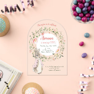Classic Pink Peter the Rabbit Floral Birthday  Acrylic Invitations