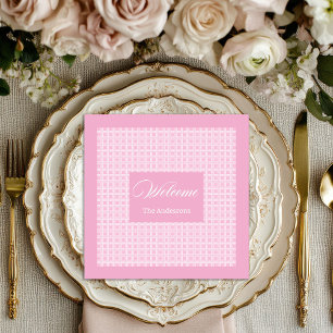 Classic Pink Plaid Napkins Personalised Touch