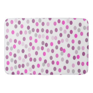 Classic Pink Polka Dots on White Bath Mat