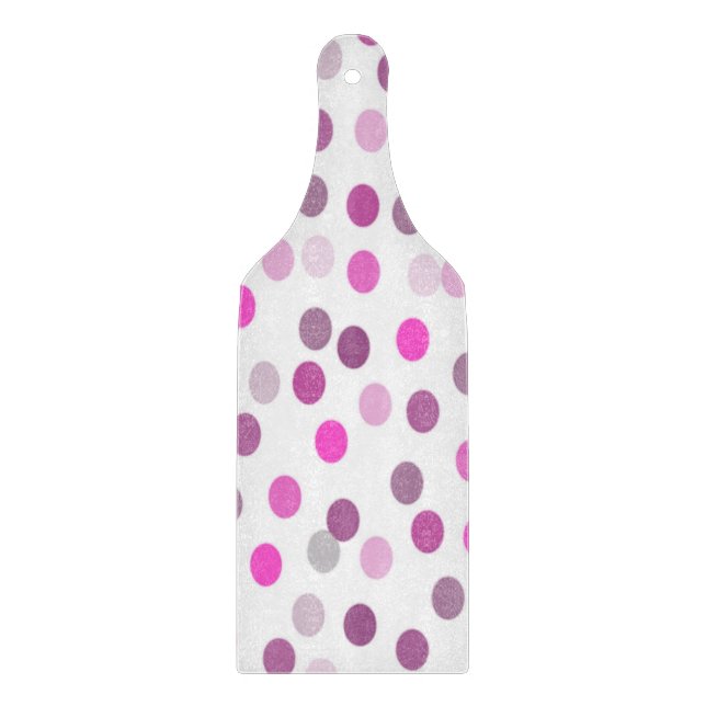 Classic Pink Polka Dots on White  Cutting Board (Front)