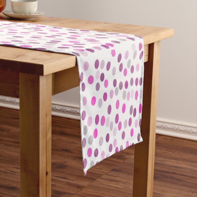 Classic Pink Polka Dots on White Medium Table Runner (In Situ)