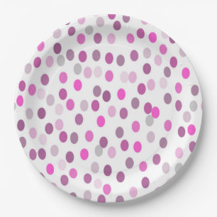 Classic Pink Polka Dots on White Paper Plate