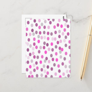 Classic Pink Polka Dots on White Postcard