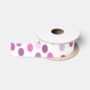 Classic Pink Polka Dots on White Satin Ribbon