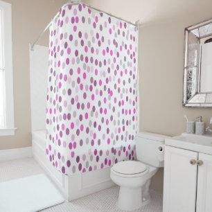 Classic Pink Polka Dots on White  Shower Curtain