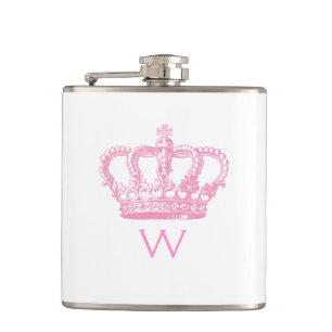 Classic Pink Princess Crown Hip Flask