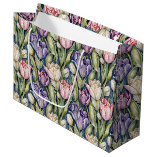 Classic Pink, Purple, Whute Tulips Large Gift Bag