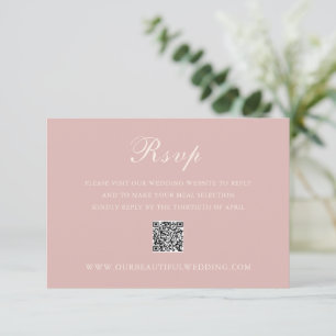 Classic Pink QR Code Elegant Wedding RSVP Card