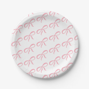 Classic Pink Ribbon Baby Shower Paper Plate