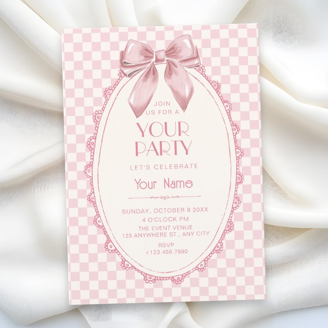 Classic pink ribbon invitation (Creator Uploaded)