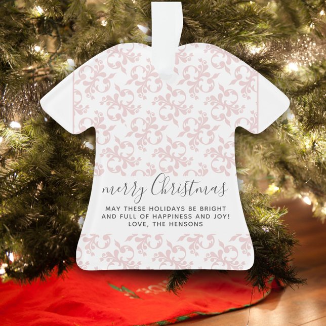 Classic Pink Rococo Merry Christmas Script Ornament (Creator Uploaded)
