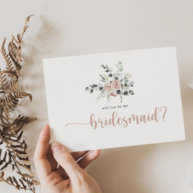 Classic Pink Rose Bridesmaid Proposal Note Card (Creator Uploaded)