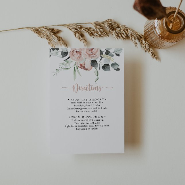 Classic Pink Rose Floral Wedding Directions   Enclosure Card (Creator Uploaded)