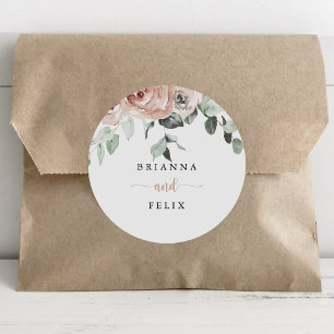 Classic Pink Rose Floral Wedding Envelope Seals