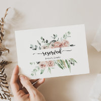 Classic Pink Rose Floral Wedding Reserved Sign