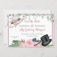 CLASSIC Pink Rose Floral Wedding Save Date