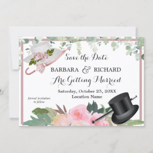 CLASSIC Pink Rose Floral Wedding Save Date  Invitation