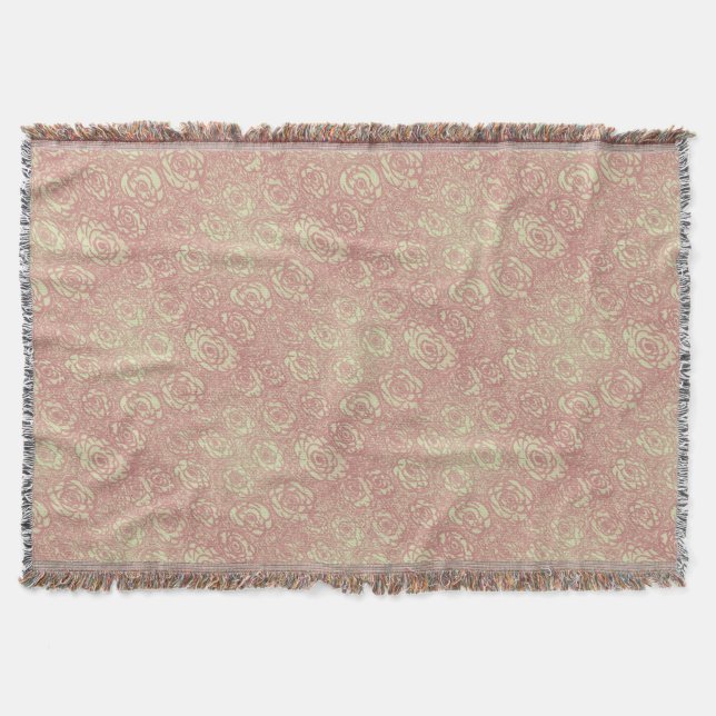 Classic Pink Rose Pattern Throw Blanket (Front)