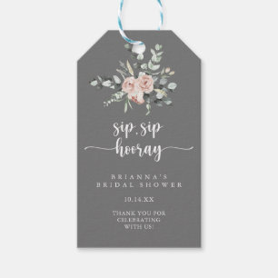 Classic Pink Rose Sip Sip Hooray Bridal Shower Gift Tags