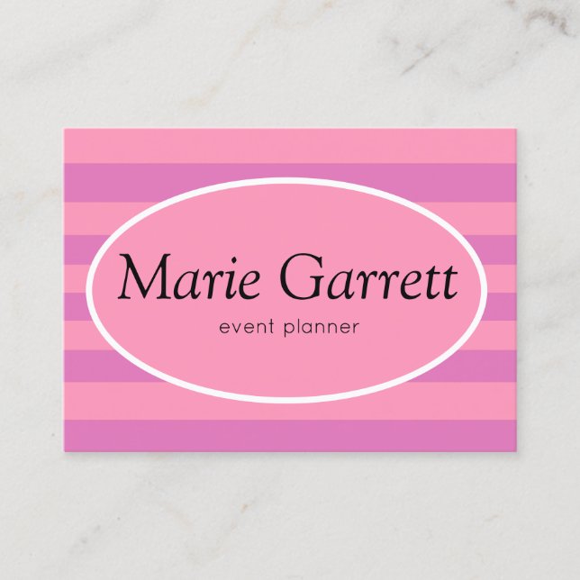 Classic Pink Stripe Business Card (Front)