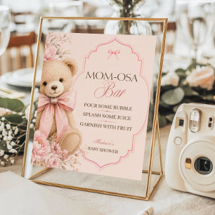 Classic Pink Teddy Bear Mum-osa Bar Poster