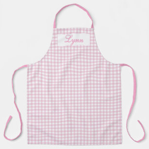 Classic Pink & White Gingham Personalized Name Apron