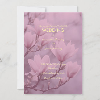 Classic Pink White Magnolia Background  Invitation