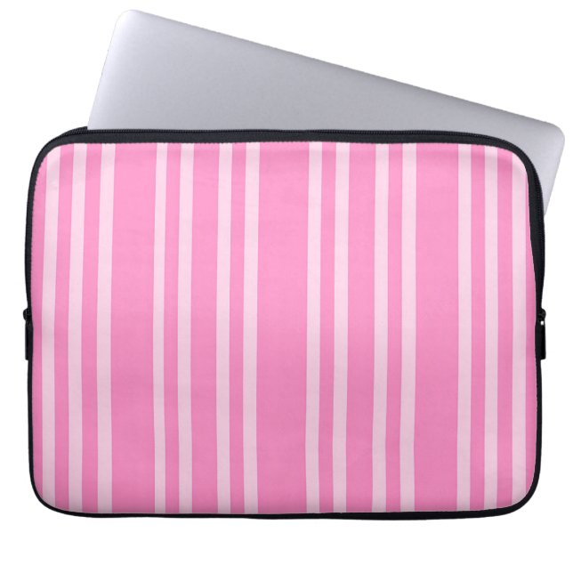 Classic Pink White Stripe Pattern Laptop Sleeve (Front)