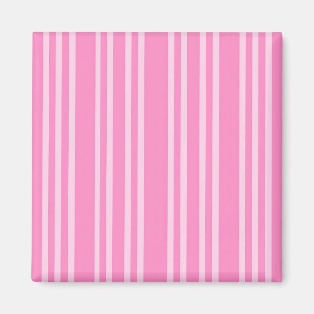 Classic Pink White Stripe Pattern Magnet (Front)